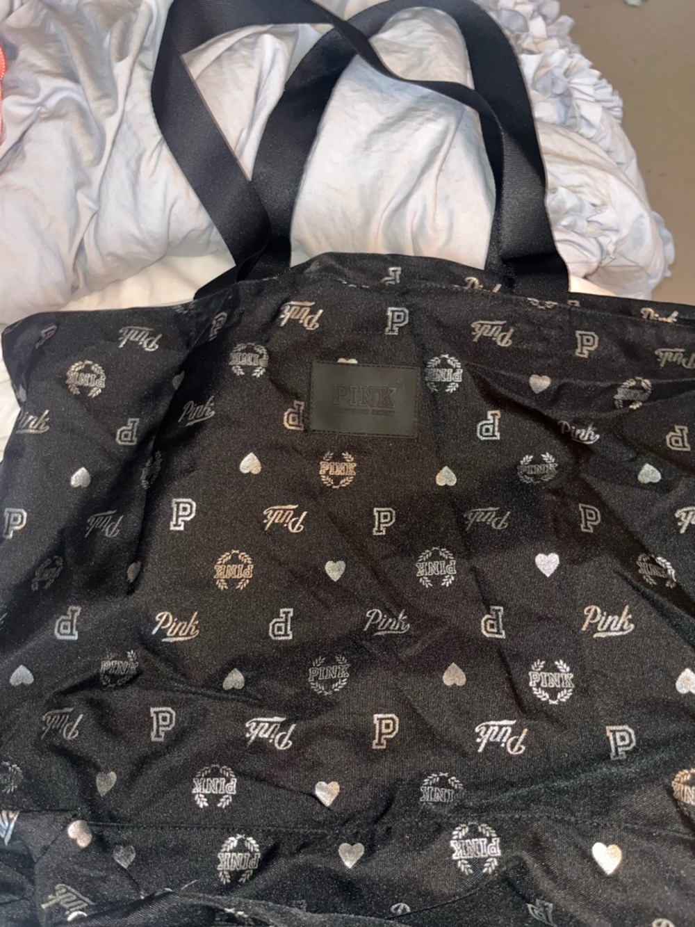 PINK Victoria's Secret Black Logo Tote Bag